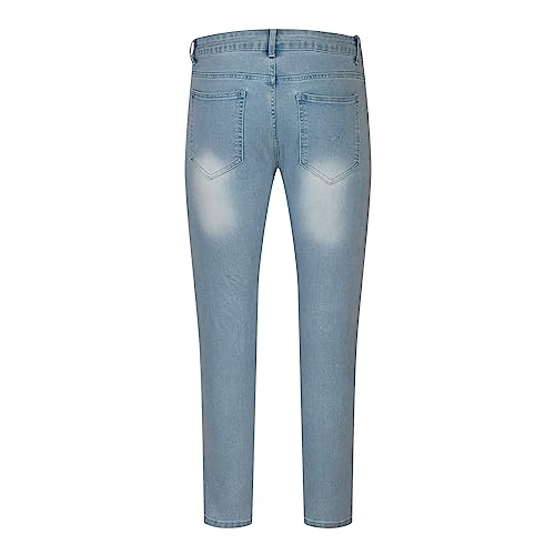 Men's Ripped Jeans Slim Fit Distressed Destroyed Denim Pants Stretch High Waist Washed Jean Pant Streetwear with Hole2