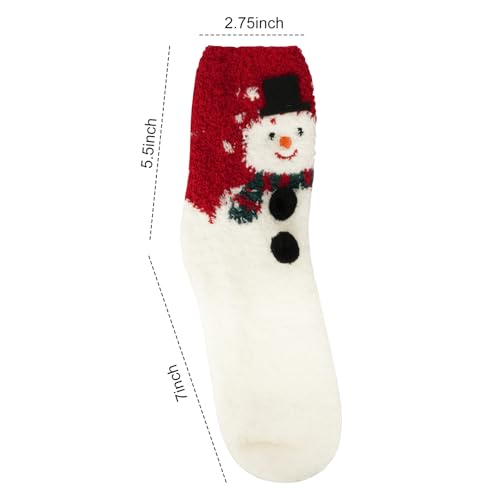 Image of Fuzzy Snowman Winter Socks - Soft & Warm Non-Slip Lounge Socks for Women & Men, Cozy Cold Weather Gift, Cute Novelty Slipper Socks