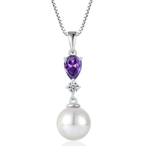 Pendentif pierre de naissance en argent sterling et perles pour femme