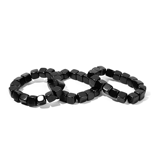 Shungite Bracelets 2+1 Family Set | Big Tumbled Beaded Bracelets Authentic Shungite Jewelry for Men and Women | Crystal Healing and Protection High Positive Energy Bracelets S251