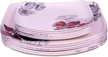 Carnival Square 917 Full(10 INCH) and Half (7 INCH)Dinner Plate Set 12 PCS of Melamine Dinner Plate (12 Dinner Plate), Multicolor, 8 to 10 inch