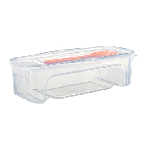 BRAVECOW Microwave Steamer Vegetable Cooker 1.3L Food Cooking Box with Strainer Fork Spoon Kitchen Pasta Noodle Freshness BPA-free Organiser