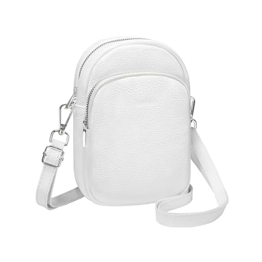 befen Bolsa tiracolo feminina de couro genuíno com compartimentos para cartão com bloqueio de RFID, Branco