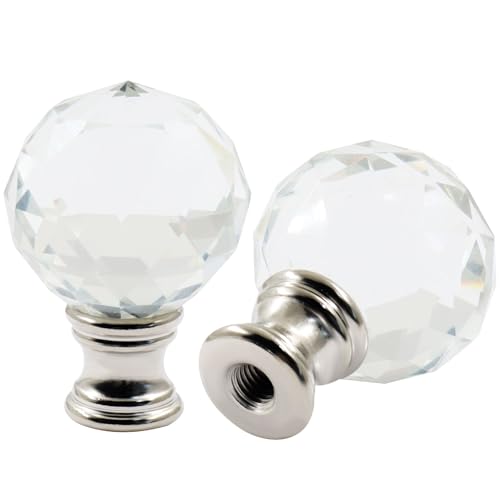 Moicstiy 2 Pack Crystal Lamp Finials, Silver Base