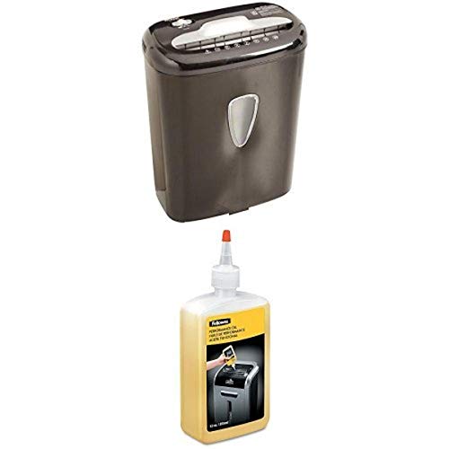 Amazon Basics 6-Sheet High-Security Micro-Cut Paper and Credit Card Shredder and Fellowes Powershred Performance Shredder Oil, 12 oz. Extended Nozzle Bottle (35250) Bundle