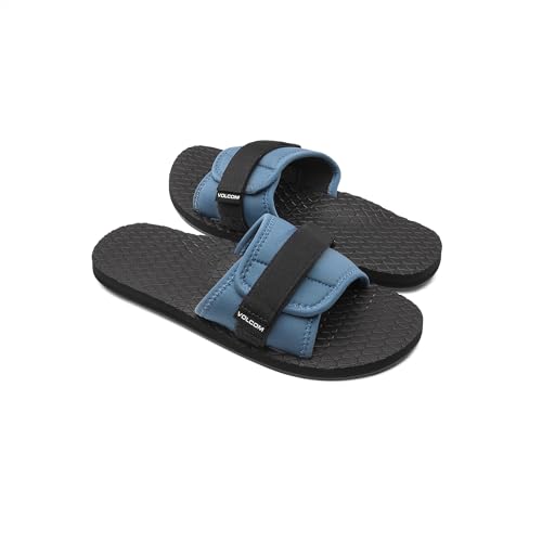 Image of Volcom Men's Recliner Slide Sandals - Comfort Foam Footbed, Water-Friendly Nubuck Strap Slides, Navy, 14