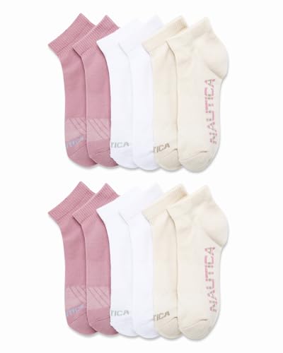 Image of Nautica Women's Quarter Cut Moisture Control Athletic Socks with Cushioned Comfort (12 Pack)