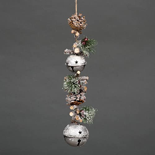 50cm Garland with Silver Jingle Bells Wooden Sticks