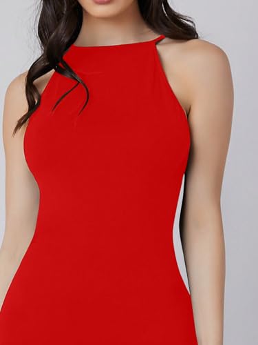 Image of Aahwan Pink Solid Halter Neck Solid Bodycon Midi Dress for Women's & Girl's