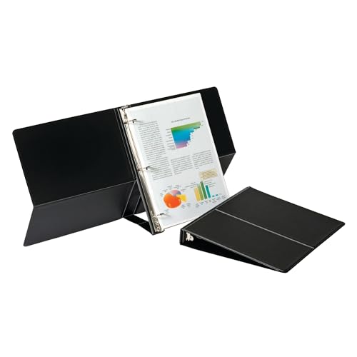 Cardinal Easel 3 Ring Binder, 1 Inch with Folding Cover, Holds 225 Sheets, Black (09261V3)