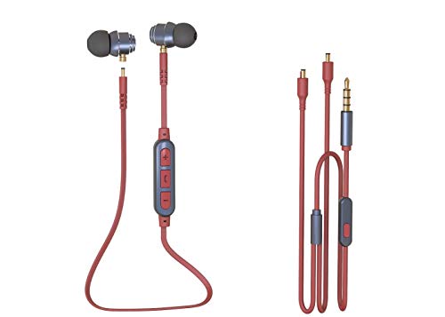 SUNSEATON Écouteur Bluetooth Sport, 2 en 1 Sport Bluetooth Headset Wireless/Filaire Écouteurs Mains Libres avec Microphone Casque Stéréo, pour Course/Gym/Jogging (Rouge)