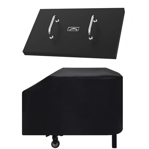 EasiBBQ 5003 Hard Cover for Blackstone 28 Griddle and 1529 Heavy Duty Grill Cover for Blackstone 28 Griddle Black