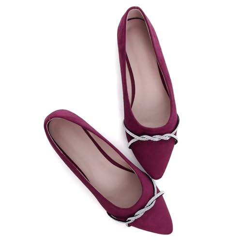 Image of TN TANGNEST Womens Casual Flats Chain Ballet Flats | Fashion Pointed Toe Rhinestone Flats, Comfort Slip On Dress Shoes for Business Work Office Wedding Party