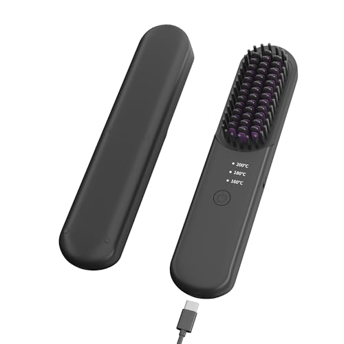 Cordless Hair Straightener Brush Porta ECO Portable Straightening Brush for Travel, Mini Hot Straightening Comb for Women -  sigroy, MS001