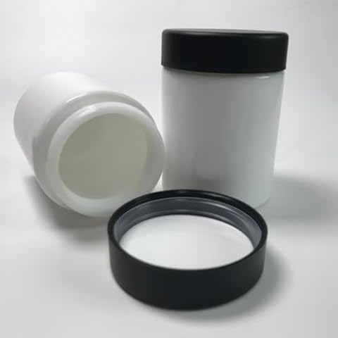 4oz Straight Sided White Opaque Glass Jar with Black Plastic Cap - 24 Pack - Stylish Storage for Home and Office - Perfect for Herbs, Spices, and More (4oz, 24 Pack) Cover