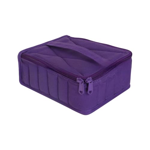 "Abbraccia" スムーズなジッパー付きエッセンシャルオイルケース、コットン大容量耐衝撃防塵30コンパートメント収納ボックス, 紫
