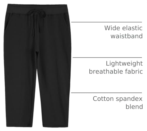 Weintee Women's Petite Knit Sweatpants Capri Pants with Pockets XL Black by Weintee - Used condition - US$18.99