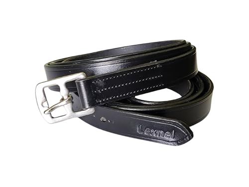 LEXNEL Genuine Leather English Stirrup Leather – Durable & Comfortable Black Stirrup Leather for English Saddle, Made from Leather with Stainless Steel Hardware (1 Pair, 60 Inch)