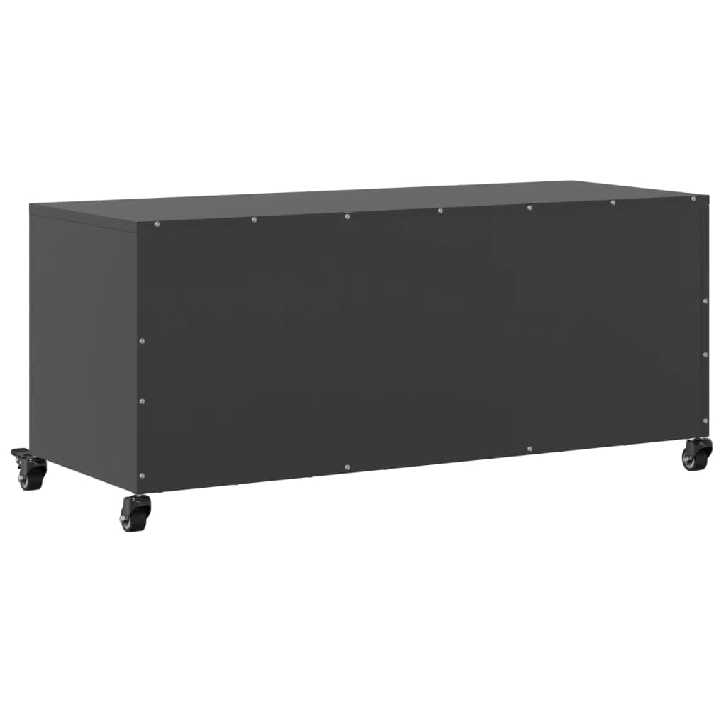 Stalowa szafka pod telewizor z szufladami i półkami Czarny 100.5x39x43.5 cm