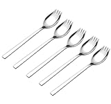 Ice Cream Fork Spoon, 6 Pcs 7.5 Inch Stainless Steel Round Coffee Spoon Dessert Tea Spoons with Long Handle (6)