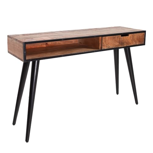 Riess Ambiente Industrial Konsolentisch Industrial - 120cm - schwarz - Mango Konsole Schreibtisch Tisch aus Massivholz