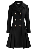 GRACE KARIN Damen Casual Mantel Langarm Wintercoat Doppelknopf Revers Wintermantel Warm Jacke Mantel Outwear Schwarz S