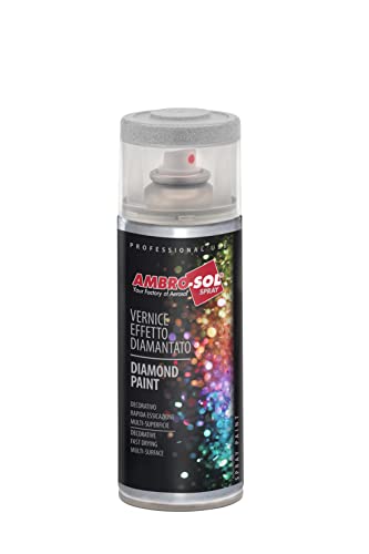 Ambro-Sol V400DIAM1 Smalto / Vernice Finiture Speciali Diamantati, Smalto Metallizzato a Base di Glitters Perlescenti, Bomboletta Spray in Banda Stagnata Riciclabile 400 ml, Grigio