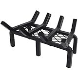 14 Inch Fireplace Grate with Ember Retainer,Cast Iron Fireplace Log Grate,Fireplace Log Holder,Heavy Duty Solid Steel Fireplace Wood Holder,Wood Stove Wrought Rack for Indoor Hearth Outdoor Fireplace