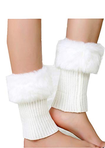 Berax Damen Stulpen Winter Warm Beinstulpen Kurze Stricken Stulpen Gestrick Beinwärmer Stulpen Boot Abdeckung,Weiß Cover