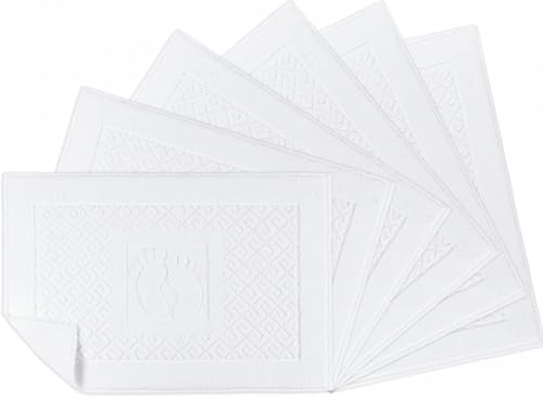 ASTREA TEXTILES Tapis de Bain en 100% Coton Style Hôtel – Lot 6 - Serviette pour Les Pieds à Séchage Rapide, Conçu pour Lavages Fréquents, Épaisseur...