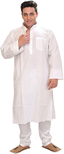 Exotic India Pure White Kurta pigiama - Pure White...