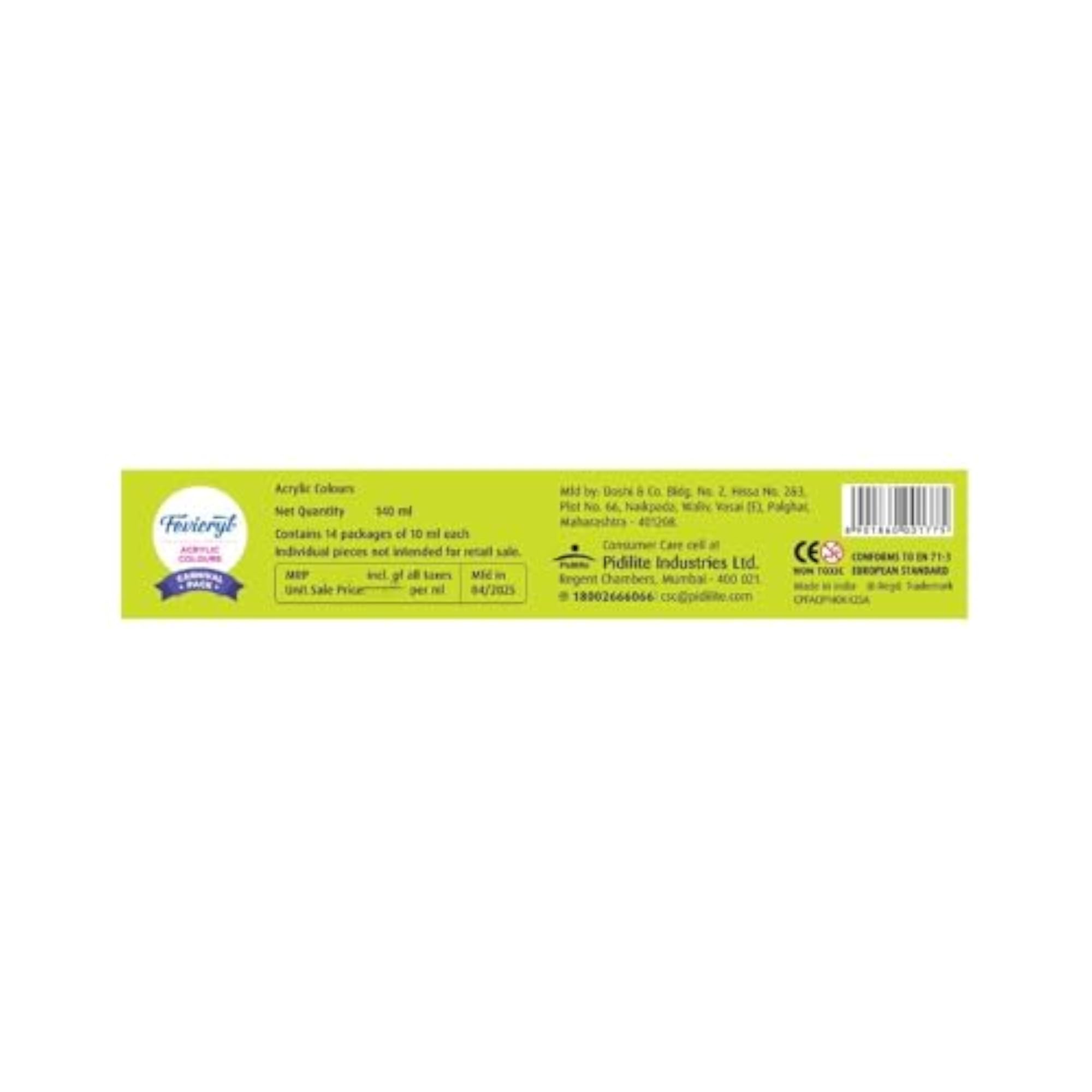 Carnival Acrylic Colour Paint Kit, 10 ml x 14 Shades