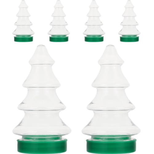 ABOOFAN 6pcs Christmas Tree Shaped Candy Boxes Clear Plastic Container Fillable Ornament Xmas Cookie Jars With Lid Biscuits Sweets Jars