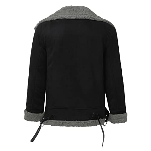 Veste en cuir homme pour l'automne et l'hiver chaud manteau doublé style rétro gris - 2