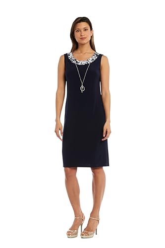 Image of R&M Richards Womens 2-Piece Black & White Jacket Dress Set W /Necklace