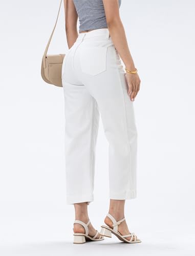 Women‘ High Waisted Jeans,Strechy Wide Leg Summer Denim Pants with Five Pockets2