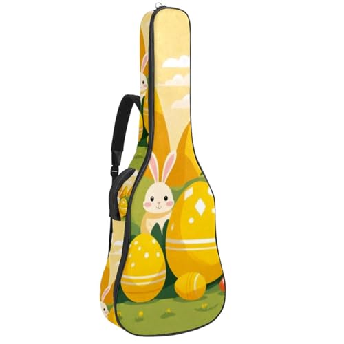 Sac pour guitare acoustique jaune avec motif œuf de lapin de Pâques 42.9" universel