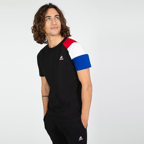 Le Coq Sportif Camiseta Bat tee SS No 1 M para Adulto/Unisex, Black/N.O.W/B.Electro/R.Elect, L