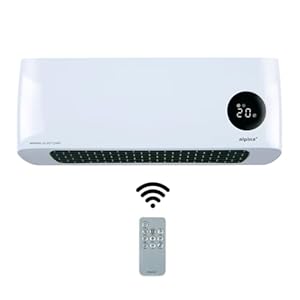 alpina Wand Heizlüfter 2000W – Keramik Heizstrahler mit 2 Leistungsstufen und Timer – Digital Thermostat - Kompakter Wandheizung - Wandmontage