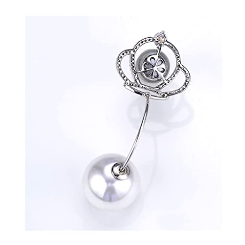 Broche fleur en double perle pour femme : accessoire élégant pour cardigan et veste en maille