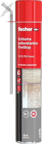 Fischer PU FS Schiuma Poliuretanica Resistente al Fuoco, Manuale, Erogatore incluso, per Applicazioni Antifuoco, 542395