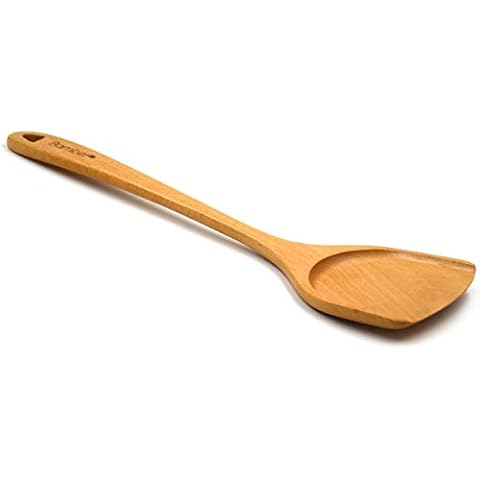 Bamber Wooden Wok Spatula Set Wood Turner with Long Handle for Non Stick Cookware Cover