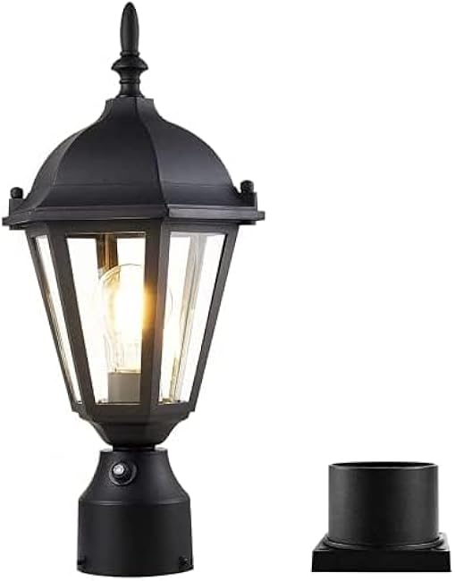 Outdoor Post Light Pole Lantern Lighting Lamp Post Light Fixture 8 Inch Black