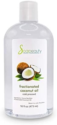 Soapeauty FRACTIONATED COCONUT OIL Cold Pressed Refined | 100% Natural Available in Bulk | Carrier for Essential Oils, Face, Skin, Hair Moisturizer, Soap Making | 16 fl oz