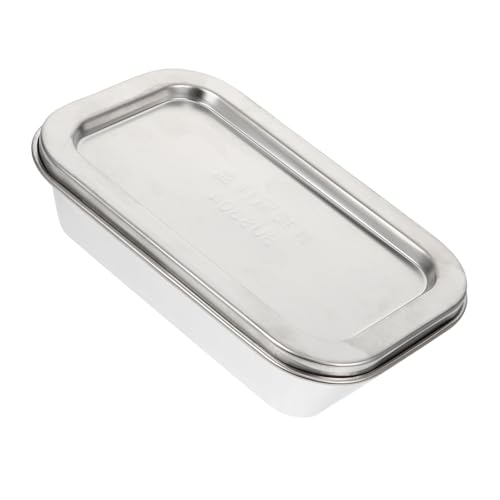 HOMSFOU Caja de Mantequilla Hogar de 320 Ml, Rectangular, 304 Acero Inoxidable con Tapa Hermética, Mantequera Sellada para Almacenar Manteca, Postres y Snacks en Cocina Doméstica
