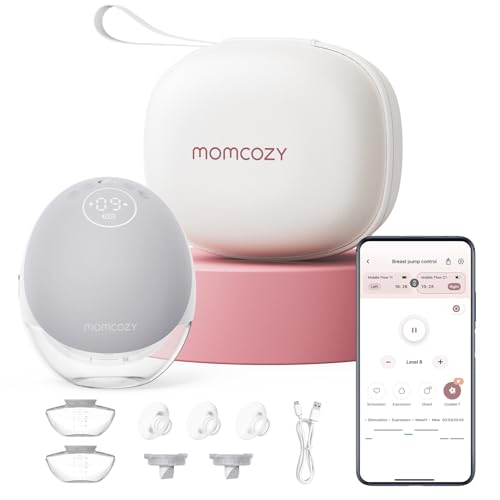 Image of Momcozy Breast Pump Hands Free Upgraded Mobile Flow | M9, App Discreet Control with Personalized Multi-Modes & 15 Levels, Wearable Breast Pump 24mm, 1 Pack Gray