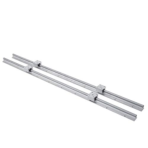 BuoQua SBR12-1000mm Linear Rail 2xLinear Slide Rail and 4xSBR12 UU Blocks with Smooth Sliding 2xLinear Guideway Rail Fully Supported Linear Rail Shafts (SBR12-1000mm)