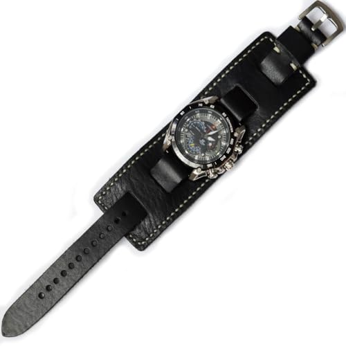 Bracelet de montre manchette en cuir marron fait main, le cadeau idéal