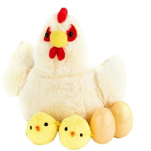 Peluche de poulet jaune doudou interactif avec poussins pour enfant