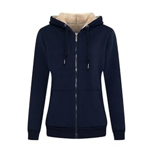 MANLUODANNI Damen Kapuzensweatshirt, Women’s Kapuzenjacke Sweatjacke Kapuzenpullover Hoodie mit Zipper Baumwolle Sweatshirtjacke Pullover mit Fleecefutter